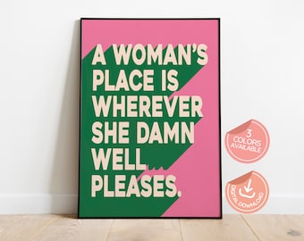 Impresión artística de tipografía feminista: Póster de empoderamiento femenino (descarga digital)