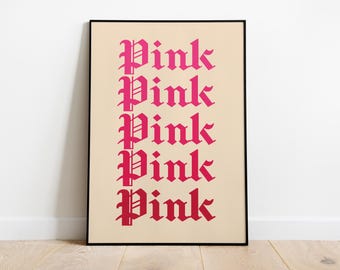 Pink Preppy Wall Art: Girly Coquette Room Decor (Digital Download)