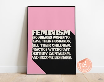 Affiche féministe amusante : sorcellerie, citation sur le lesbianisme (téléchargement numérique)