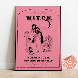 Hexe Poster, feministische Wandkunst, Hexe druckbare Wandkunst, Geschenke für sie, Hexe Vintage Poster, feministisches Poster, weibliche Macht