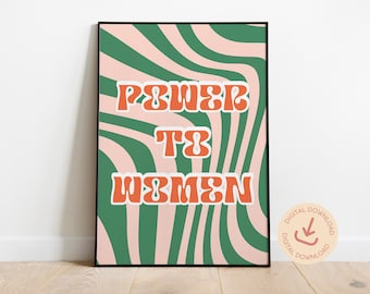 Feministische Wandkunst: Retro Power to Women Poster (Digitaler Download)