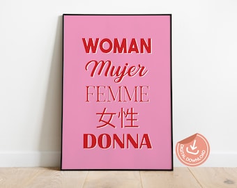 Impresión artística de tipografía feminista: Póster de empoderamiento femenino (descarga digital)
