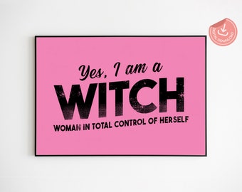 Lámina artística de bruja feminista: Mujer con control total (Descarga digital)