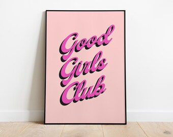 Good Girls Club roze afdrukbare muurkunst: decor flirt (digitale download)