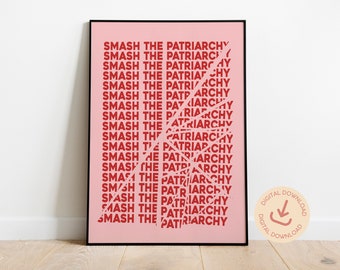 Póster feminista "Aplastar el patriarcado": Arte mural retro (descarga digital)