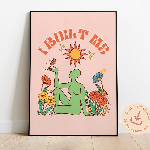 Feminist Printable Poster: Cottagecore Psychedelic Wall Art (Digital Download)