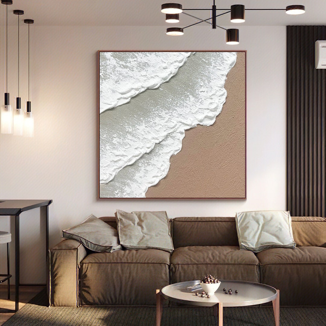 Large 3D Textured Ocean Paintinglarge Wall Decorabstract Sea Etsy