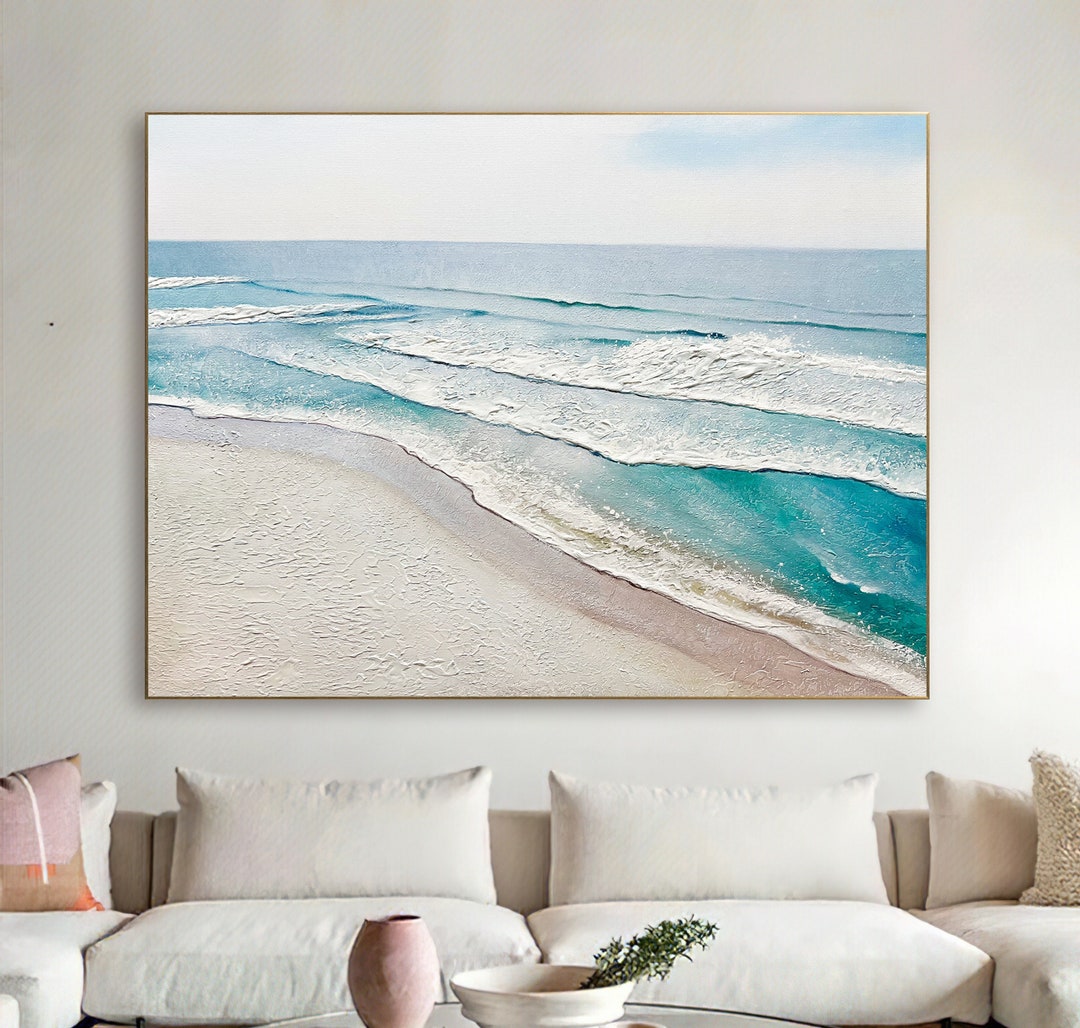 Large 3D Textured Ocean Painting,large Wall Decor,abstract Sea Wall Art