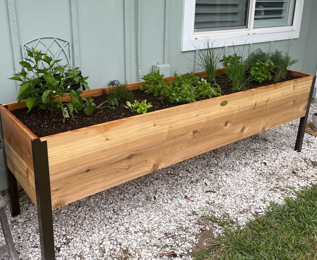 Cedar Raised Garden Bed With Legs Elevated Planter Box Heavy Etsy