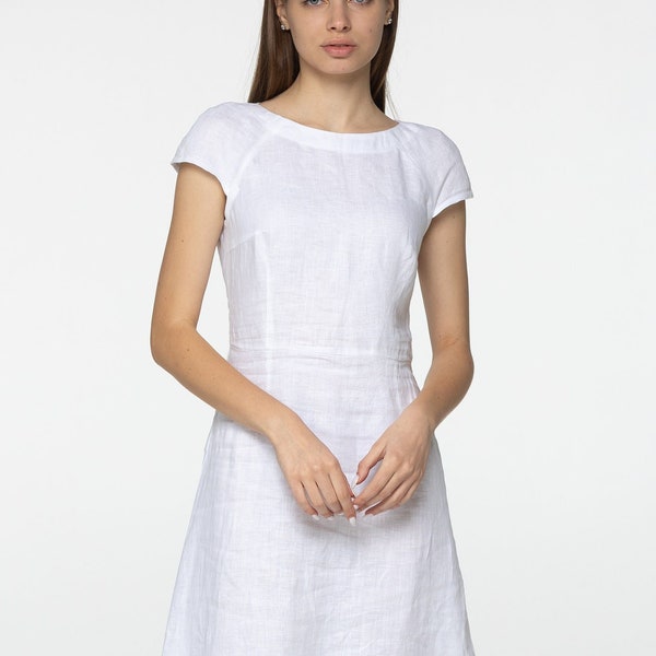 White Linen Dress - Etsy