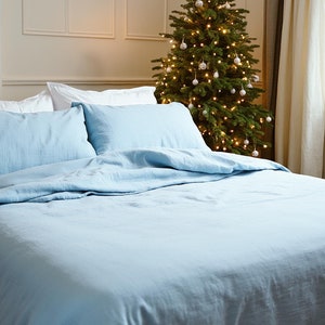 Christmas Ice Linen Bedspread softened linen Bed Cover Queen King size blue linen coverlet sky linen bed throw blanket couch cover