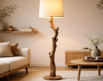 Wooden Floor Lamp Rustic Oak Lamp For Living Room