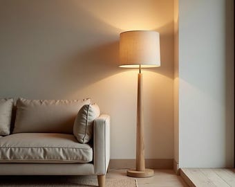 Luminária de chão feita à mão em carvalho natural, estilo rústico japonês, luminária de pé de madeira para escritório doméstico, decoração de interiores nórdica, ideia de presente aconchegante