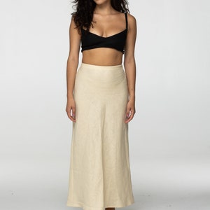 Fit Oat linen maxi skirt Nina Summer skirt with elastic waistband and lining High waist office linen skirts Custom Plus size image 7