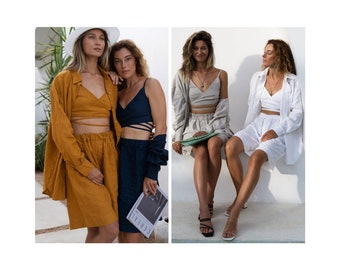 24 cores linho shorts de cintura alta Samantha verão longo relaxado ajuste shorts cintura elástica bermuda com bolsos perna larga tamanhos personalizados