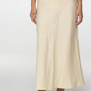 Fit Oat linen maxi skirt Nina Summer skirt with elastic waistband and lining High waist office linen skirts Custom Plus size image 10