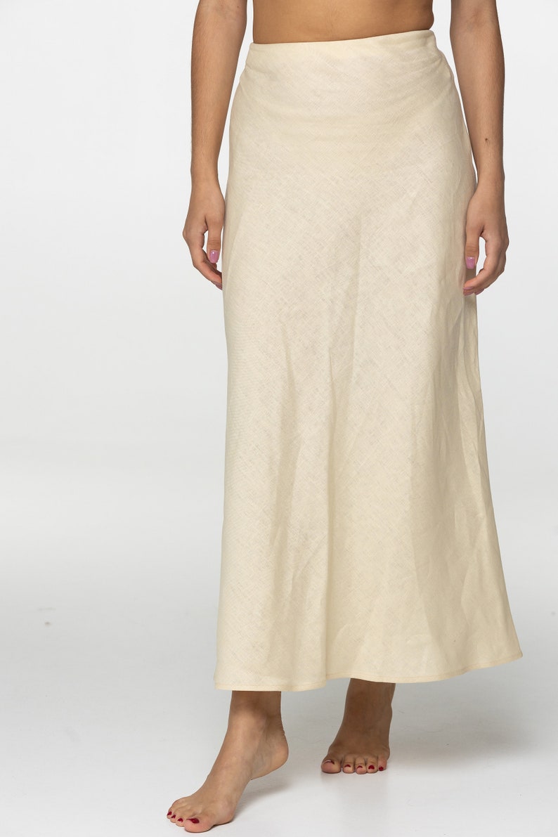 Fit Oat linen maxi skirt Nina Summer skirt with elastic waistband and lining High waist office linen skirts Custom Plus size image 10