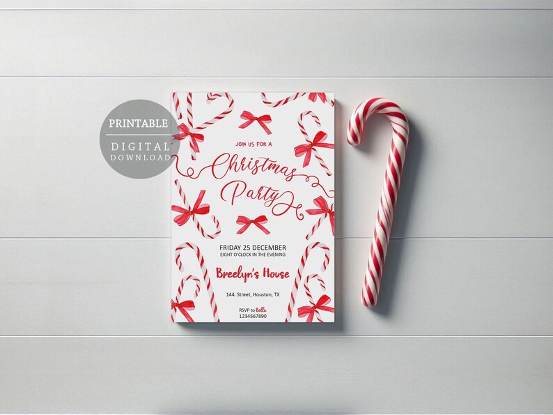 Custom Design Christmas Party Invitation, Printable, Holiday Invite