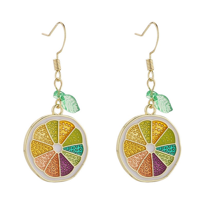 Summer Vacay Vibe Colourful Lemon Decor Dangle Drop Earring Pushback Clip On Available Statement Earring Bridesmaid Birthday Gift For Her image 1