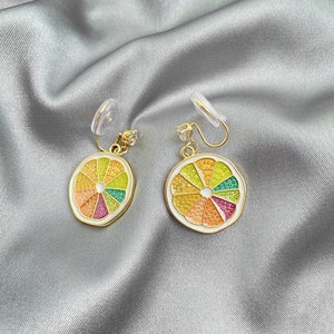 Summer Vacay Vibe Colourful Lemon Decor Dangle Drop Earring Pushback Clip On Available Statement Earring Bridesmaid Birthday Gift For Her image 3