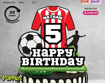Personalized Printable Birthday Cake Topper | Digital File for Soccer FIFA Theme Kids Birthday Party Decorations | Not Editable
