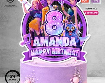 Personalized Printable Kpop Girls Birthday Cake Topper | Custom Name and Age | Digital Download