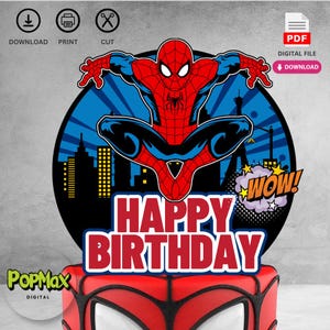 Instant Download Printable Super Hero Birthday Cake Topper | Digital Download for Kids Birthday Party Decorations | Not Editable