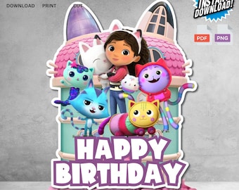 Instant Download Printable Birthday Cake Topper | Digital Download Kids Girls Birthday Party Decorations | Not Editable 0712