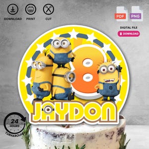 Personalized Printable Birthday Cake Topper | Digital Download for Kids Birthday Party Decorations | Not Editable