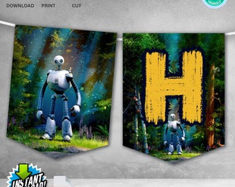 Instant Download Printable Robot Theme Birthday Party Banner | Digital Download for Kids Birthday Party Decorations | Not Editable