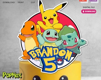 Adorno para tarta de cumpleaños imprimible personalizado/Descarga digital para decoraciones de fiesta de cumpleaños de niños/No editable