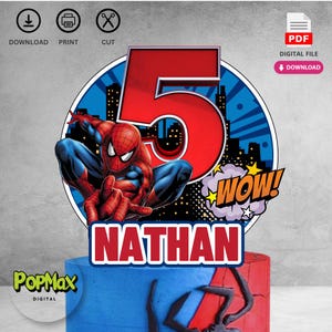 Personalized Printable Super Hero Birthday Cake Topper | Digital Download for Kids Birthday Party Decorations | Not Editable