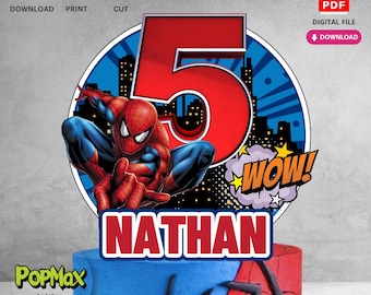 Personalized Printable Super Hero Birthday Cake Topper | Digital Download for Kids Birthday Party Decorations | Not Editable