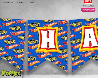 Download immediato di banner stampabile per feste di compleanno a tema auto da corsa / Download digitale per decorazioni per feste di compleanno per bambini / Non modificabile