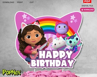 Instant Download Printable Birthday Cake Topper | Digital Download Kids Girls Birthday Party Decorations | Not Editable 0712