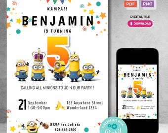 Editable Printable Birthday Invitation Card Template | Customized Corjl Digital Download for Kids Party Invitation