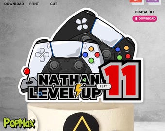 Personalized Printable Birthday Cake Topper | Digital File for Video Games Theme Kids Birthday Party Decorations | Not Editable