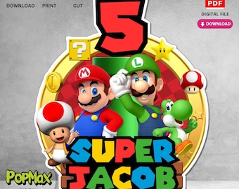 Personalized Printable Birthday Cake Topper | Digital Download for Kids Birthday Party Decorations | Not Editable