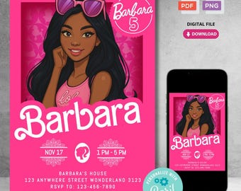 Editable Printable Birthday Invitation Card | Customised Corjl Template Digital Download for Princess Girl Theme Birthday Party