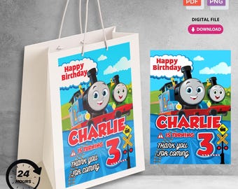 Personalized Printable Birthday Gift Bag Label | Digital Download for Kids Birthday Party | Not Editable