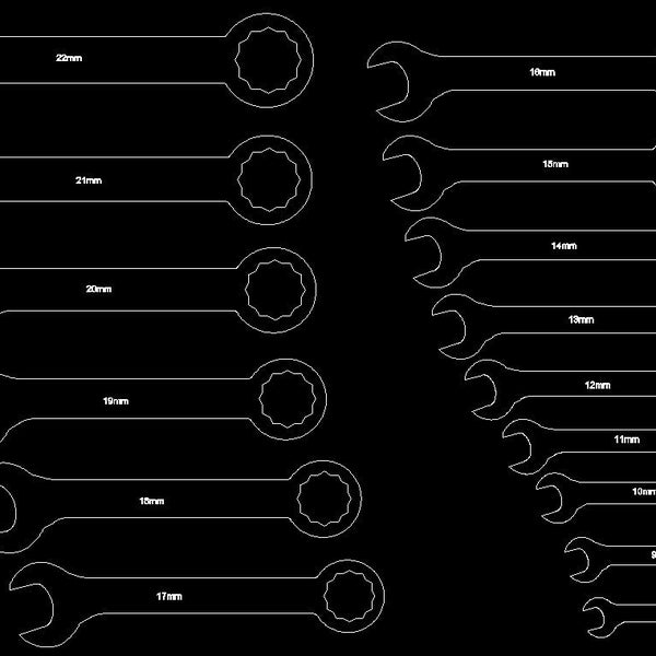 Juego de llaves combinadas DXF de 8 mm a 22 mm