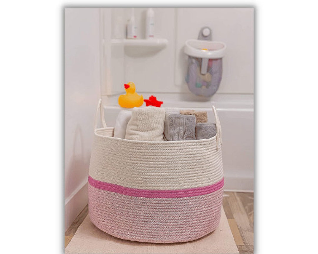 Extra Large Pink Baby Laundry Basket Farmhouse Woven Blanket Etsy