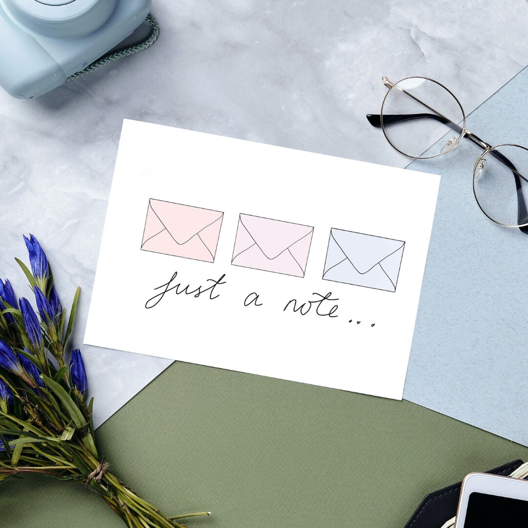 Just A Note Greeting Card Printable Greeting Card Instant - Etsy
