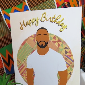 Tarjeta de cumpleaños de hombre negro / de raza mixta, hombre negro, tarjetas de felicitación negras, con clase, étnico, diverso, hombre negro afroamericano