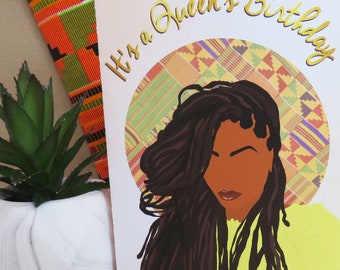 Black Girl Birthday Card, Black Woman, African American Black Woman with Locs, Black Greeting Cards, Classy, Ethnic, Diverse
