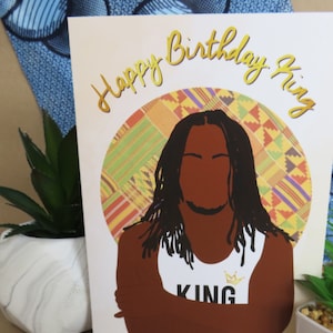 Tarjeta de cumpleaños del hombre negro, hombre negro con rastas, tarjetas de felicitación negras, con clase, étnico, diverso, hombre negro afroamericano con locs