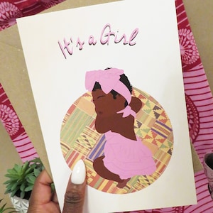 Carte noire, c'est une fille, Fille noire, Cartes de voeux noires, Ethnique, Divers, Fille noire afro-américaine, Nouveau-né noir