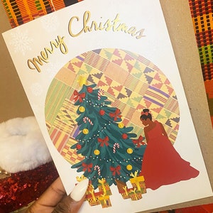 Carte de Noël Black Girl, Cartes de vœux noires, Classe, Ethnique, Diverse, Famille noire afro-américaine