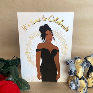 Carte d'anniversaire de la reine noire, femme noire, cartes de voeux noires, chic, ethnique, diversifié, femme noire afro-américaine