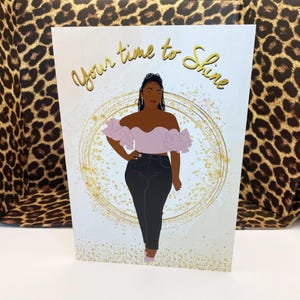 Black Queen Birthday Card, Black Woman, Black Greeting Cards, Classy, Ethnic, Diverse, African American Black Woman